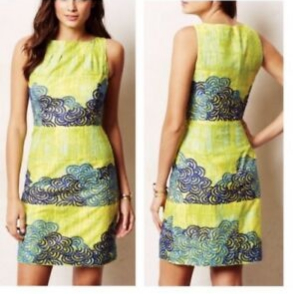 Tabitha for Anthropologie Azure Scroll Dress Size 10 - Picture 4 of 4